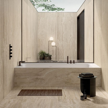 Flaviker Navona Honey Vein 120x280 and 60x120 detail installation