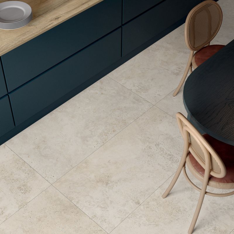 Flaviker Navona Bone Cross 60x120 with Materia Nordik Wood Gold installation