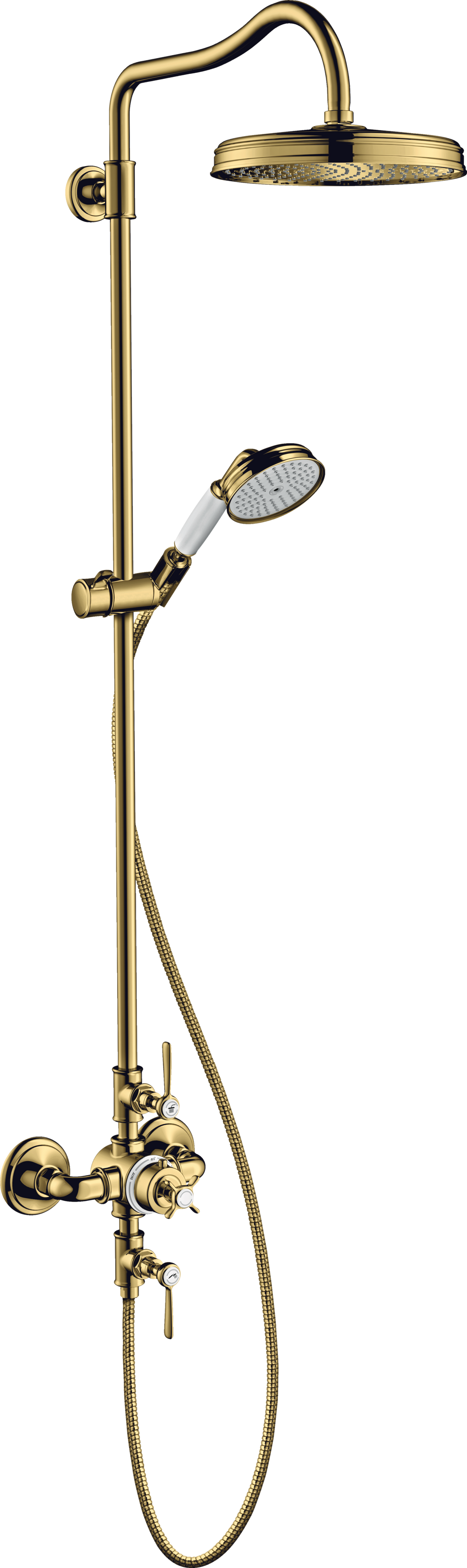 AXOR Montreux Thermostatic Showerpipe 240 Polished Gold Optic