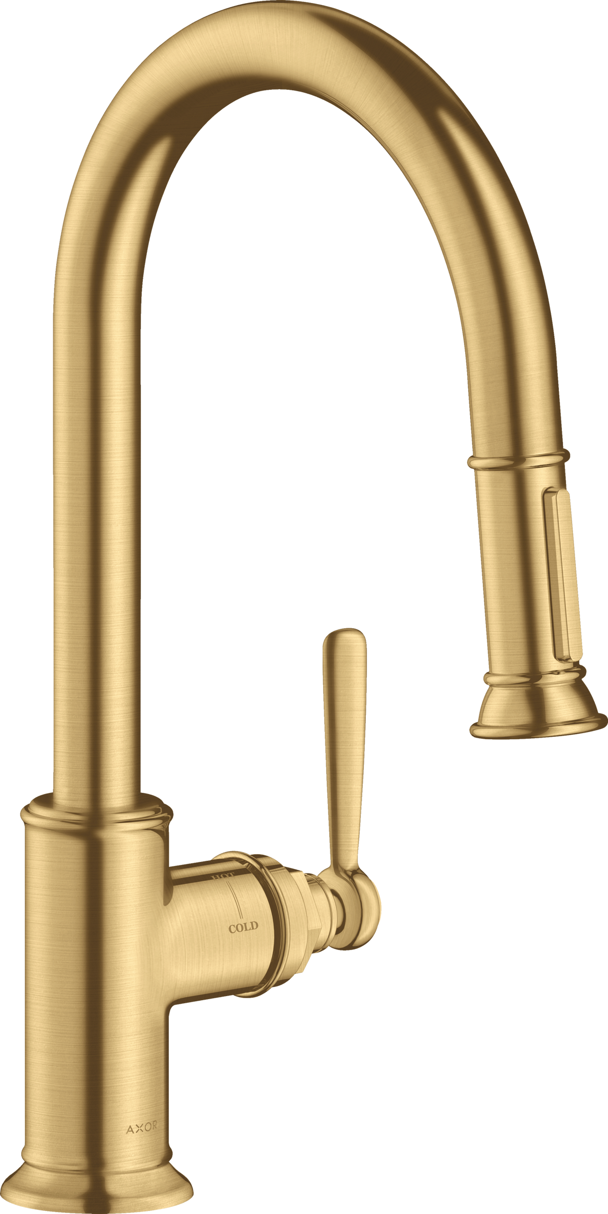 AXOR Montreux Kitchen Mixer 180 with Pull-Out Spray Brushed Gold Optic