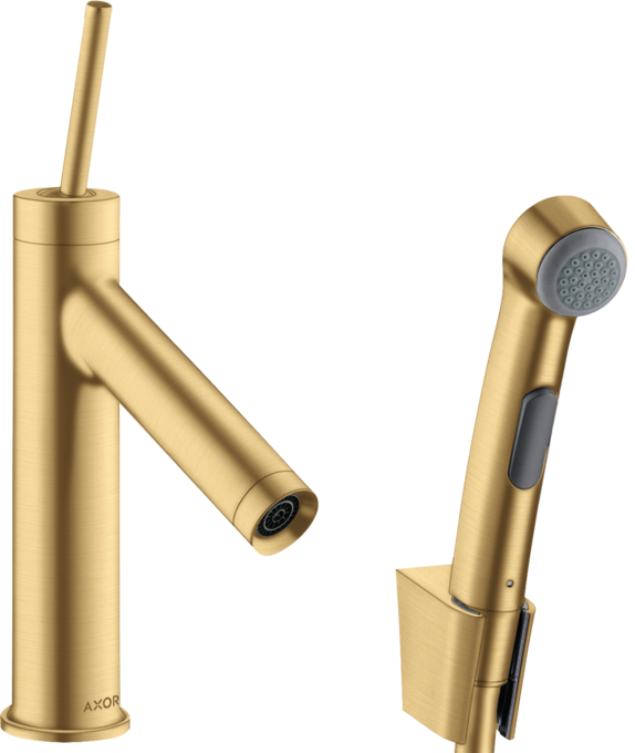 AXOR Starck Basin Mixer 90 with Bidette Spray and 1.6 m Hose Brushed Gold Optic