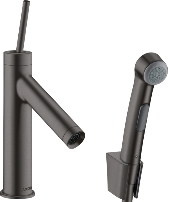 AXOR Starck Basin Mixer 90 with Bidette Spray and 1.6 m Hose Brushed Black Chrome