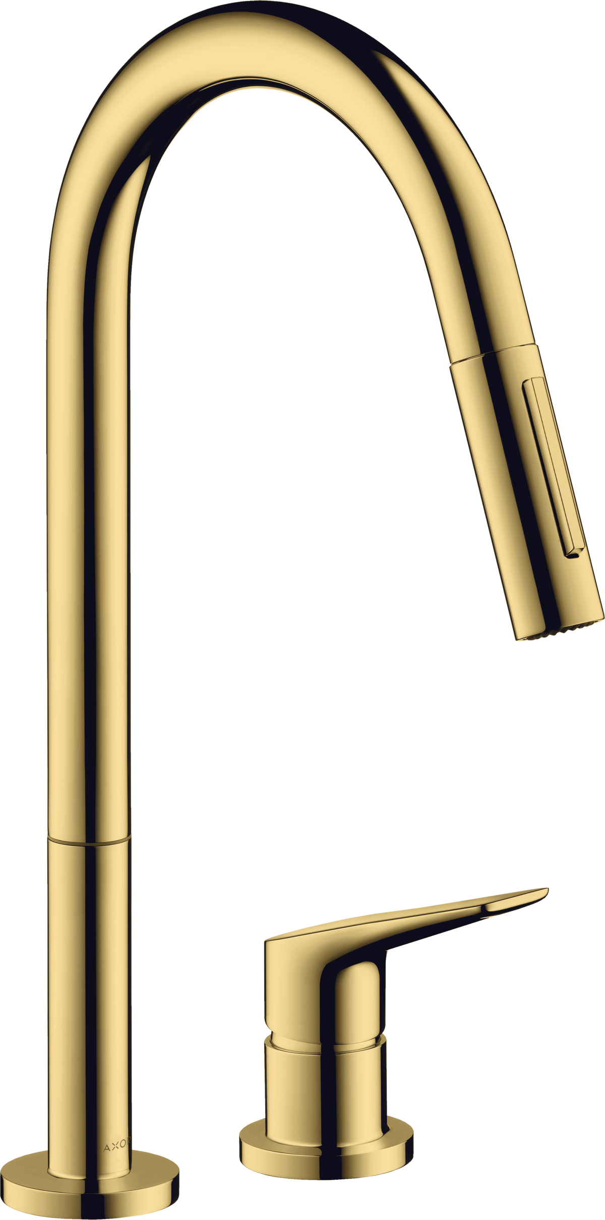 AXOR Citterio M 2-Hole Kitchen Mixer 220 with Pull-Out Spray Polished Gold Optic