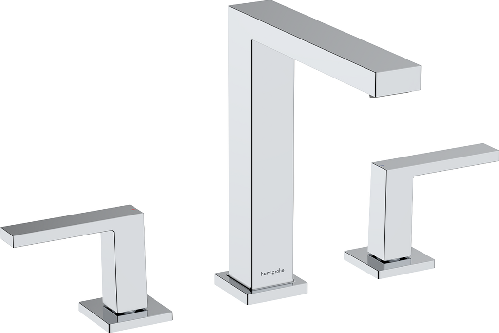 hansgrohe Tecturis E 3-Hole Basin Mixer 150 EcoSmart+ with Push-Open Waste Chrome