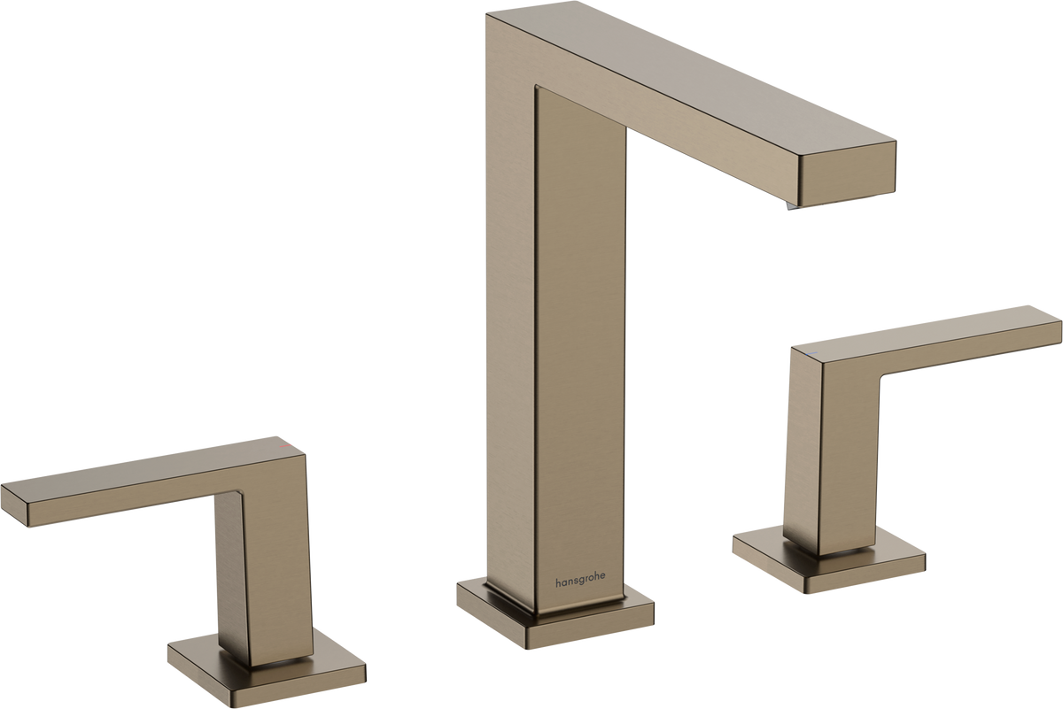 hansgrohe Tecturis E 3-Hole Basin Mixer 150 EcoSmart+ with Push-Open Waste Brushed Bronze