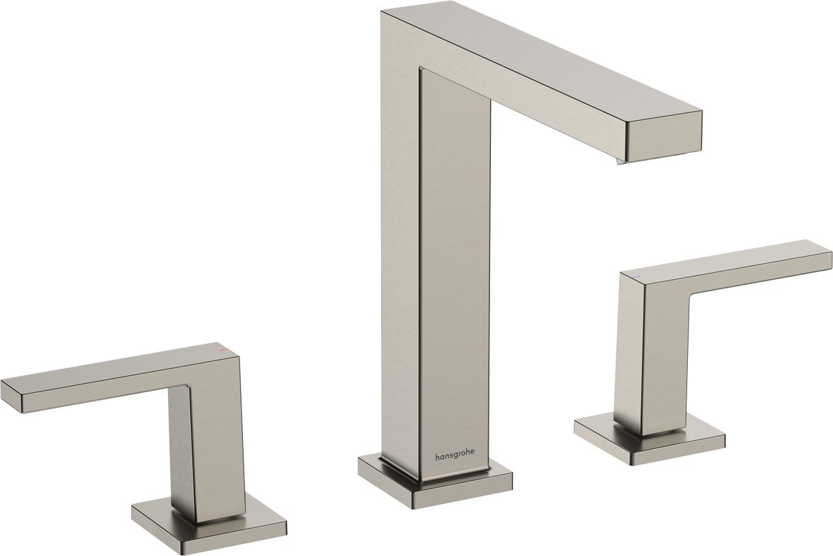 hansgrohe Tecturis E 3-Hole Basin Mixer 150 EcoSmart+ with Push-Open Waste Matt White