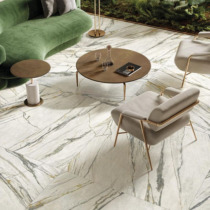 Flaviker Supreme Treasure Calacatta Emerald Nat 120x120 installation