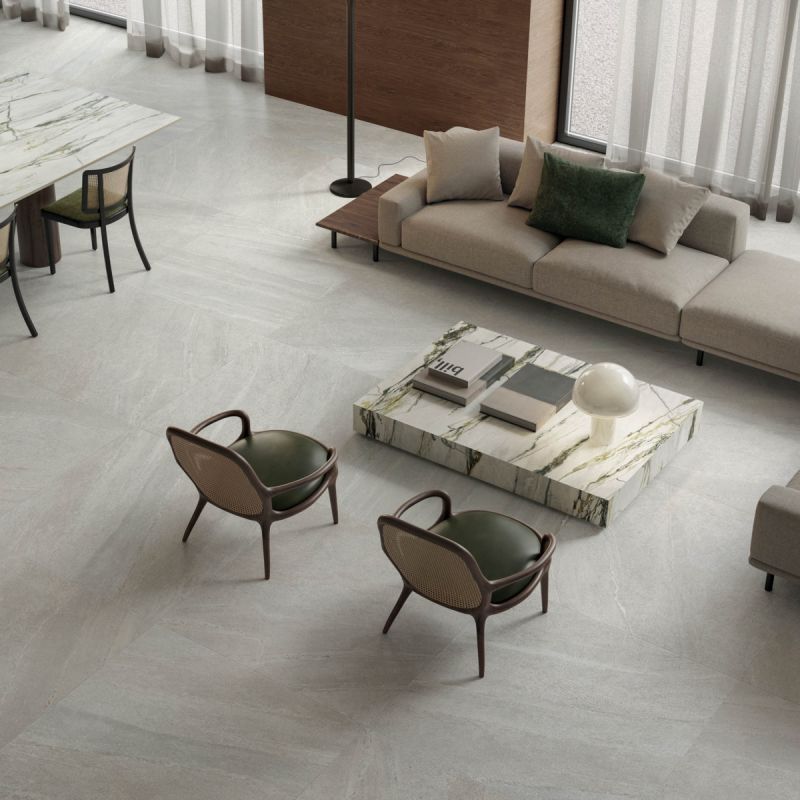 Flaviker Rockin' Ice 120x120 with Materia Calacatta Emerald Soft installation