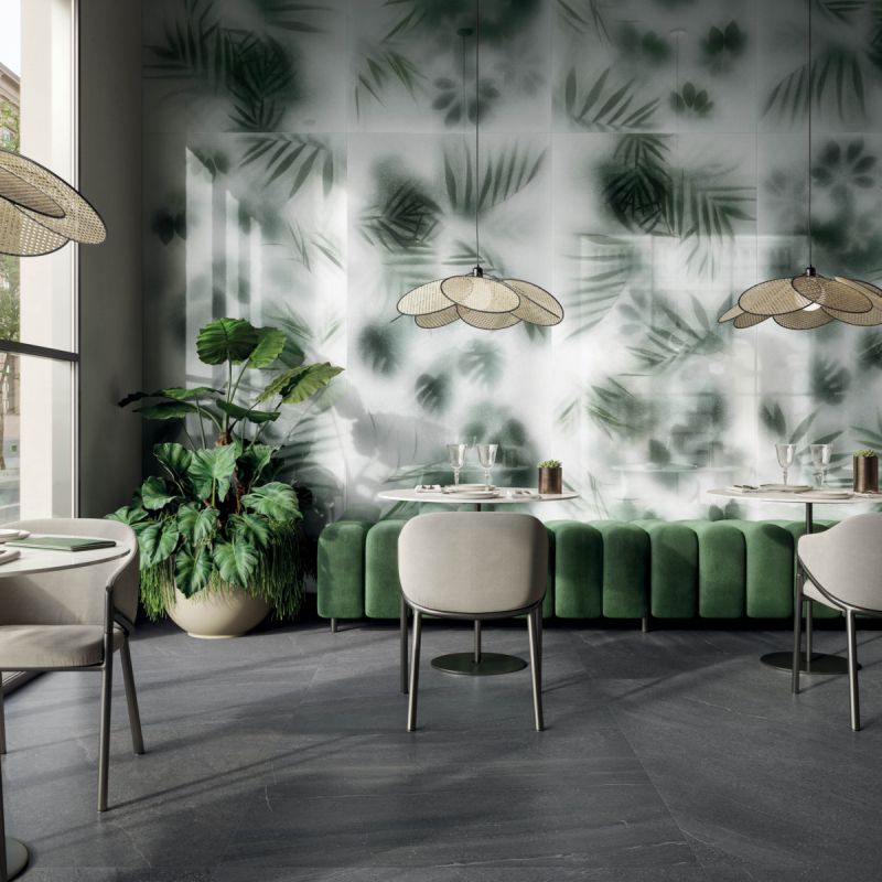 Flaviker Rockin' Lava 120x120 with Art Walls Beyond 120x280 installation