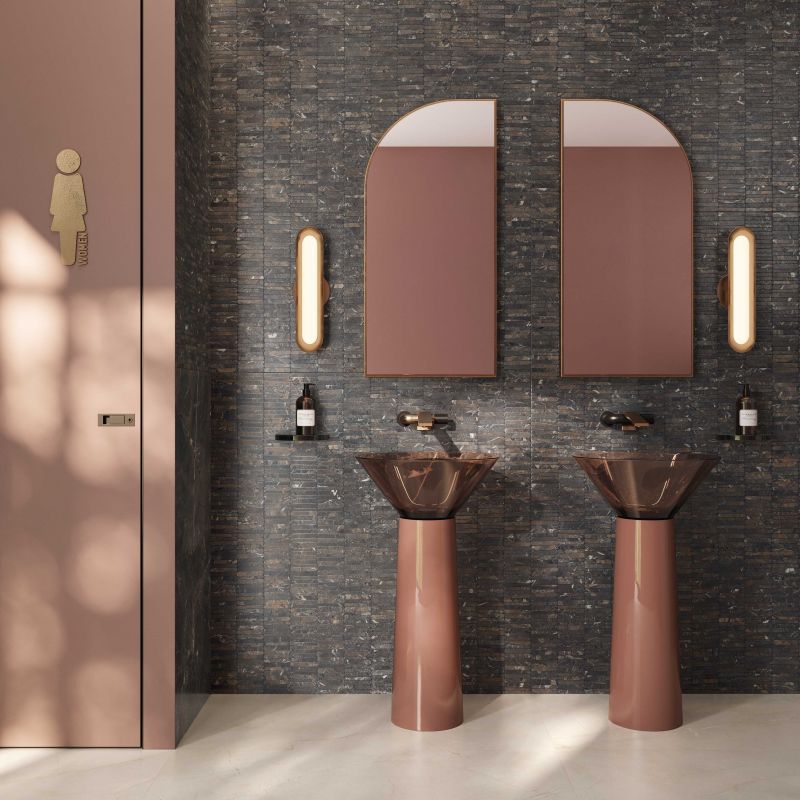 Flaviker Supreme Memories Breccia Imperiale Antique 3D 60x120 with Pulpis Ivory 60x120 installation