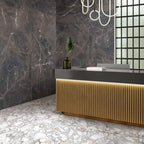 Flaviker Supreme Memories Bianco Vagli Nat 60x120 with Breccia Imperiale 120x280 installation