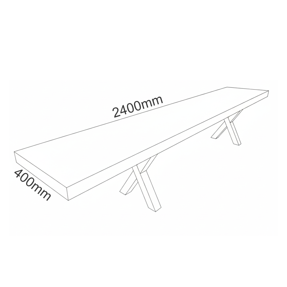 Leopard Brass liquid metal bench, 2400mm long