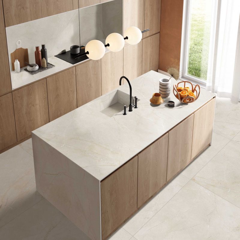Flaviker Supreme Memories Pulpis Ivory 120x120 with Materia Pulpis Ivory worktop installation
