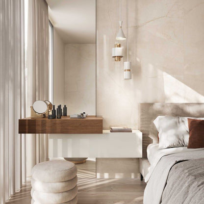 Flaviker Supreme Memories Pulpis Ivory Lux 120x280 with Four Seasons Biscuit 26x200 installation