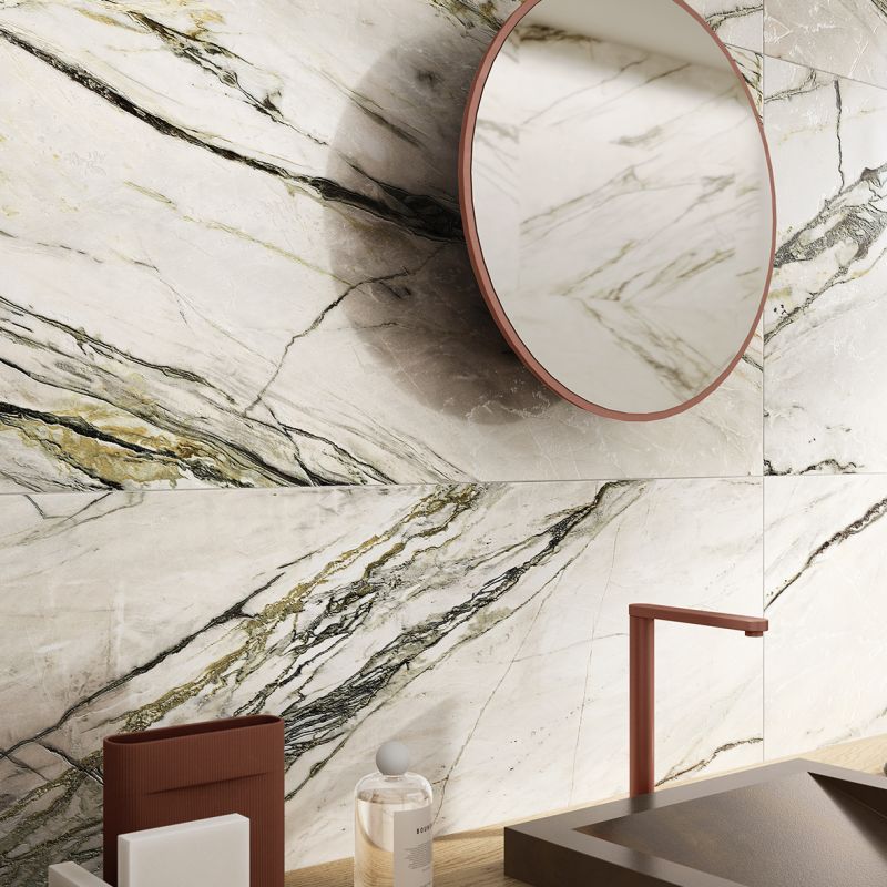Flaviker Supreme Treasure Calacatta Emerald Antique 3D 60x120 installation