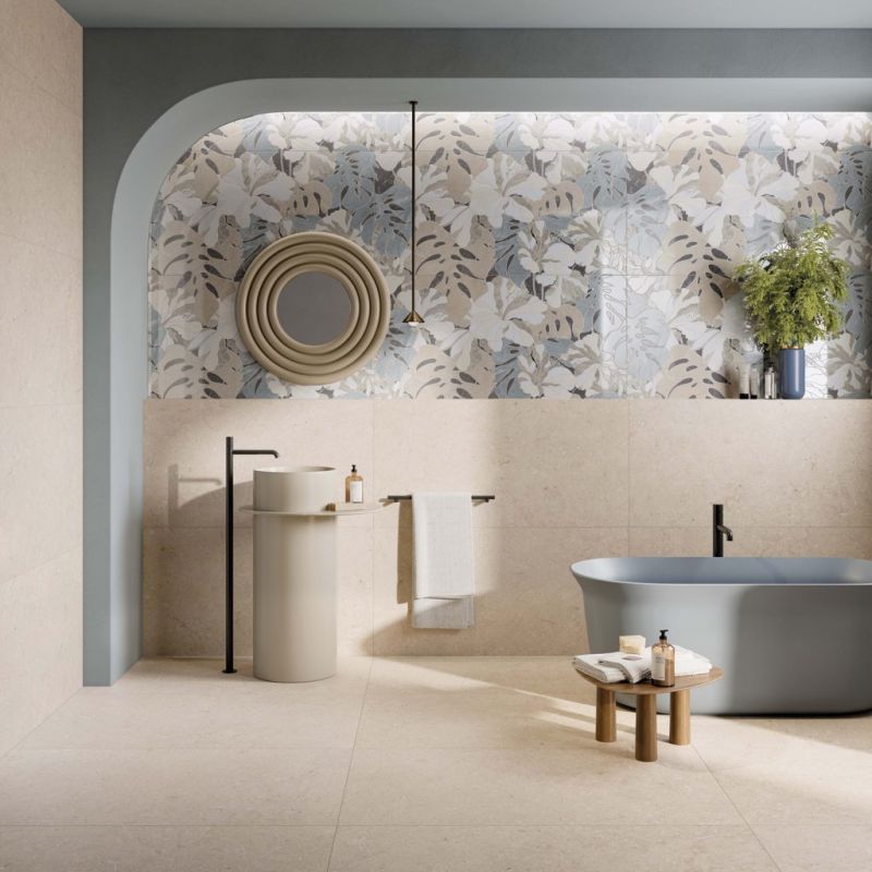 ABK Sensi Fantasy Tahiti Lux 3D 60x120 with Poetry Stone Trani Beige lifestyle