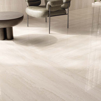 Flaviker Double Linear Beige Lux 3D 120x280 with Supreme Memories Breccia Imperiale installation