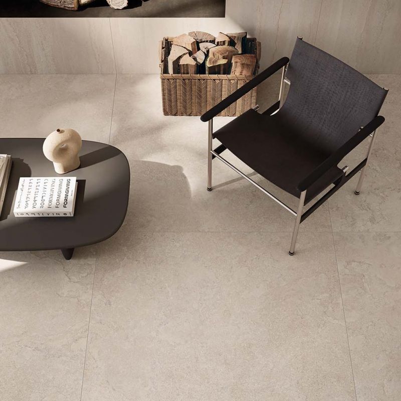 Flaviker Double Plain Beige Nat 120x120 with Linear Beige 120x280 installation
