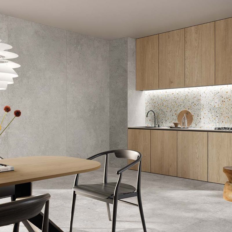 Flaviker Double Plain Grey Nat 120x280 and 80x80 with Art Walls Glass installation