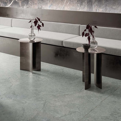 Flaviker Double Plain Mint Nat 120x120 with Supreme Memories Breccia Imperiale installation