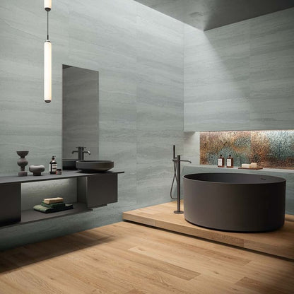 Flaviker Double Linear Mint Nat 60x120 with Four Seasons Honey 20x120 installation