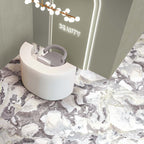Flaviker Supreme Hedonism Dover White Nat 120x120 with Palette Mud 120x280 installation