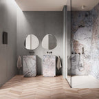 Flaviker Supreme Hedonism Patagonia Blue Lux 3D 120x280 with Palette Concrete installation