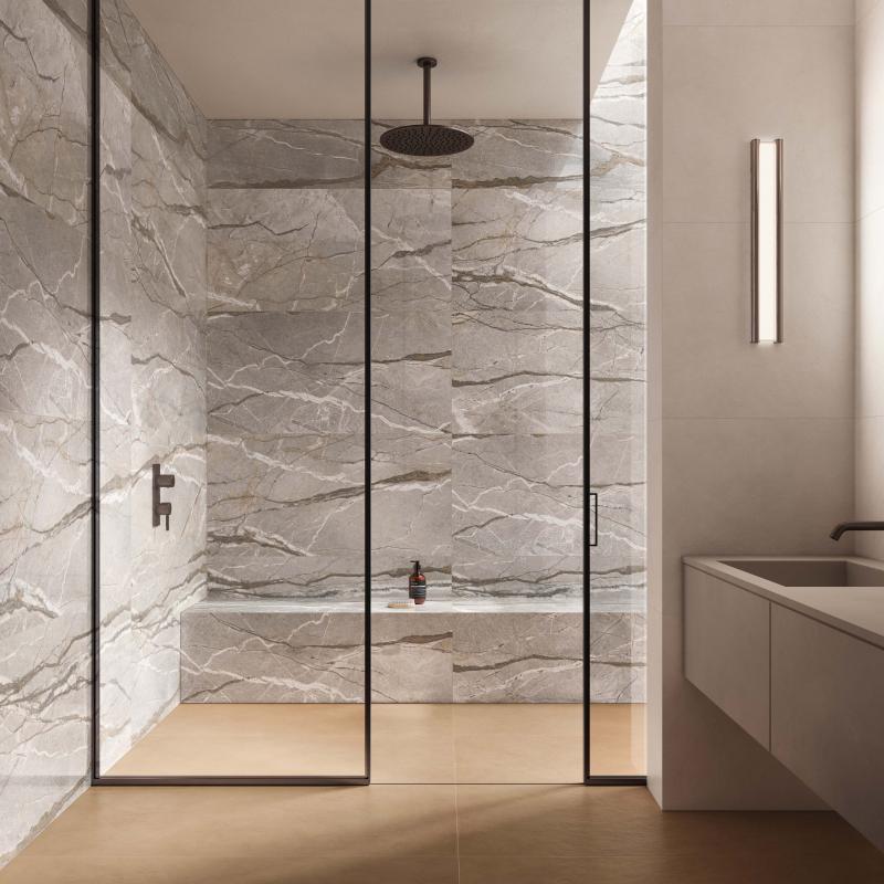 Flaviker Supreme Hedonism Silver Roots Lux 3D 60x120 with Palette Milk and Mou installation