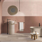 Flaviker Palette Clay and Cotto 20x120 with Four Seasons Biscuit 20x120 installation
