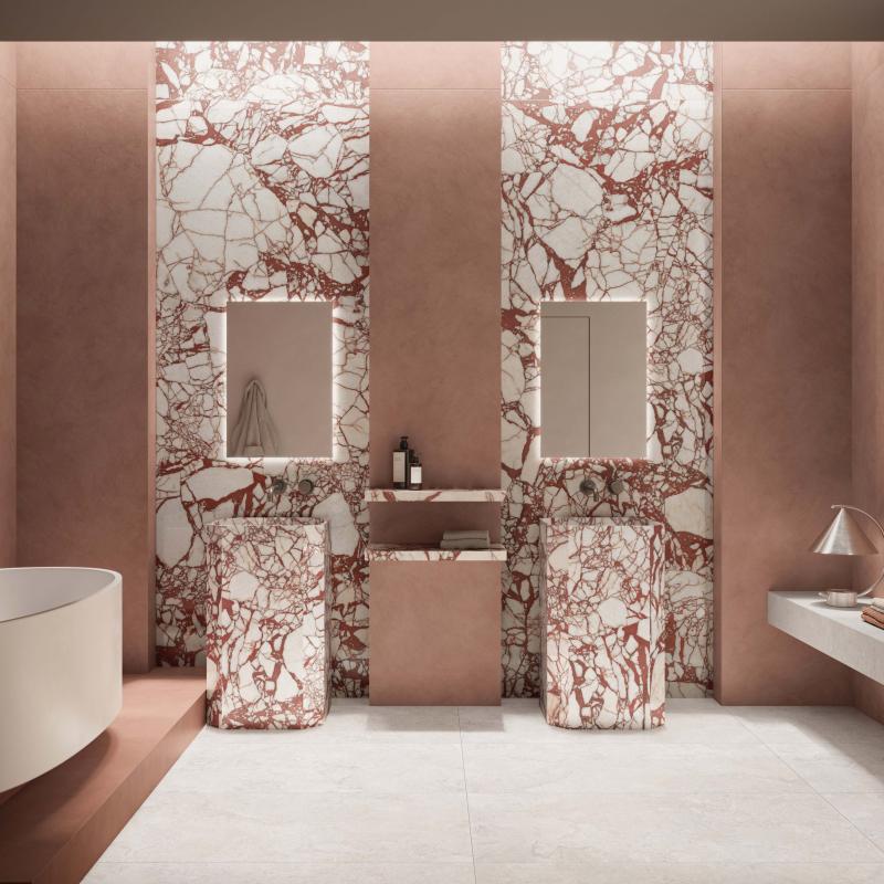 Flaviker Palette Cotto 120x280 with Supreme Hedonism Calacatta Dante installation