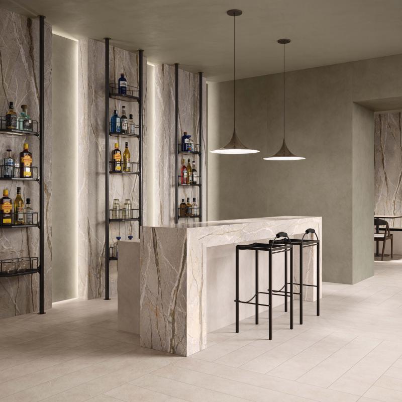 Flaviker Palette Sand 20x120 with Mud 120x280 installation