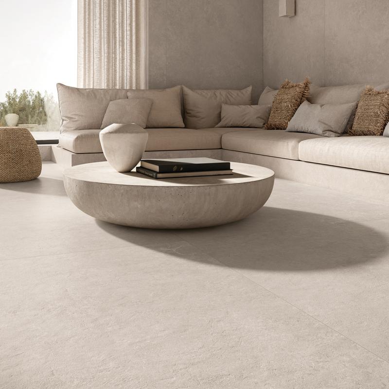 Flaviker Midi Nature Poudre 120x120 and 120x280 installation