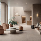 Flaviker Midi Melange Poudre 120x280 and 60x120 with Palette Mou 120x280 installation