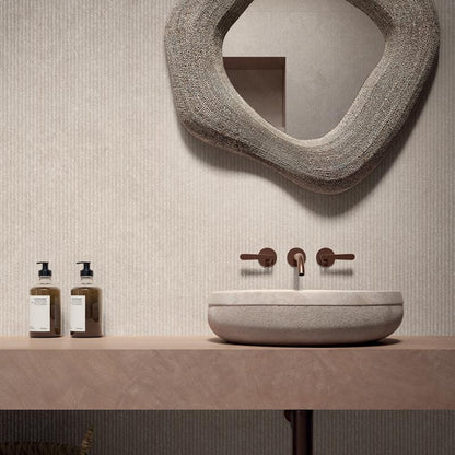 Flaviker Midi Cannellé Poudre 120x280 with Palette Bark 120x280 installation