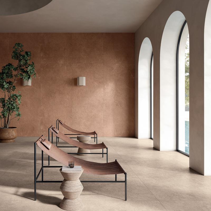 Flaviker Midi Nature Beige R11 60x120 8.5mm with Nature Terre 120x280 installation
