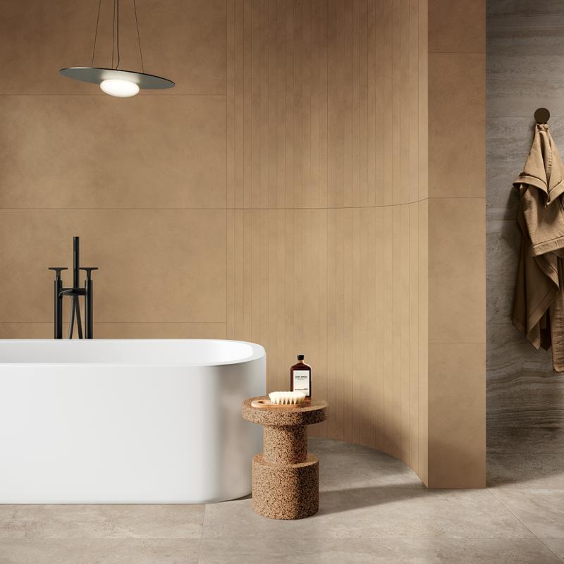 Flaviker Navona Honey Cross and Honey Vein 60x120 with Palette Mou installation