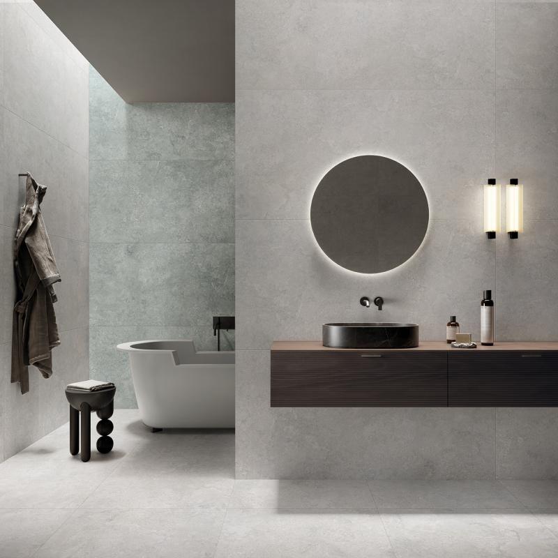 Flaviker Double Plain Grey Nat 80x160 and 80x80 with Mint 60x120 installation