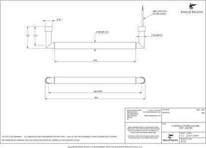 Bard & Brazier Carsten Electric Floating Rail ( 17 standard finish combinations available )