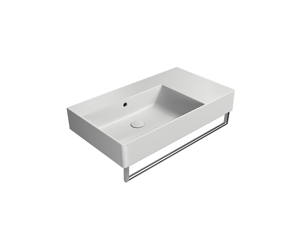 GSI Kube X 80 x 47 basin with right hand ledge in matt white