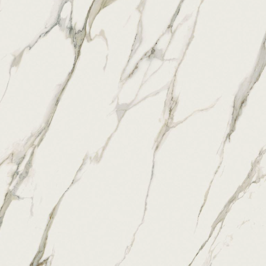 Close-up of a marble-like tile with gray and beige patterns