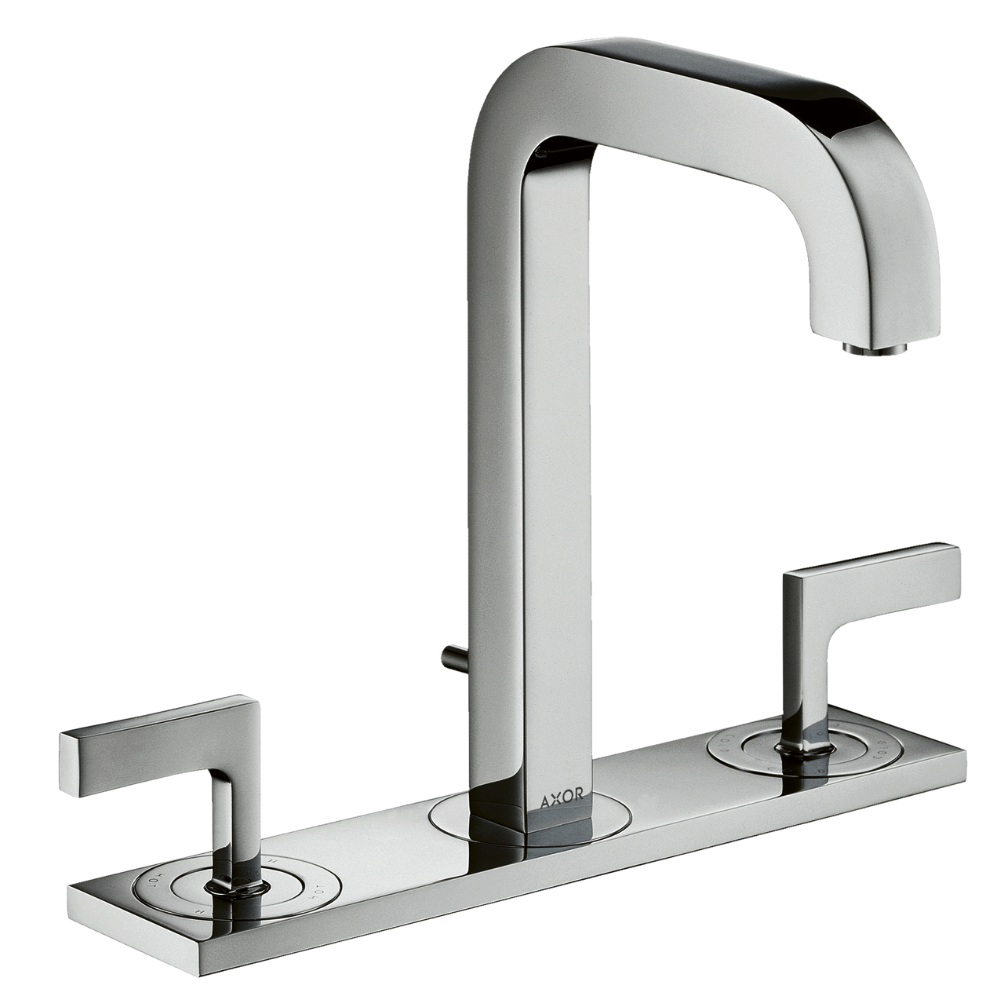 AXOR Citterio 3-hole basin mixer 170 with spout 140 mm, lever handles, plate and pop-up waste