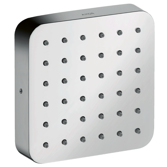 Square shower head with multiple nozzles on a white background