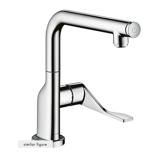 Chrome kitchen faucet on a white background