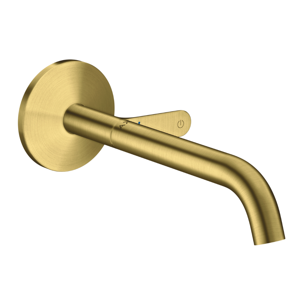 Gold door handle on a white background