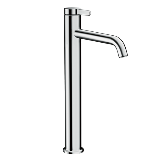 Chrome kitchen faucet on a white background