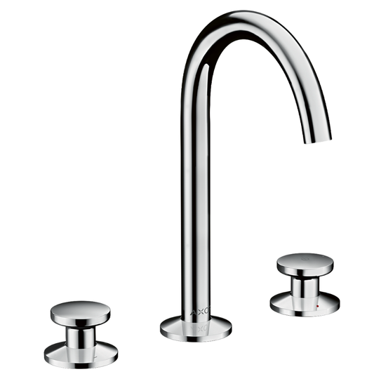 Chrome faucet set on a white background