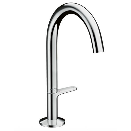 Chrome kitchen faucet on a white background