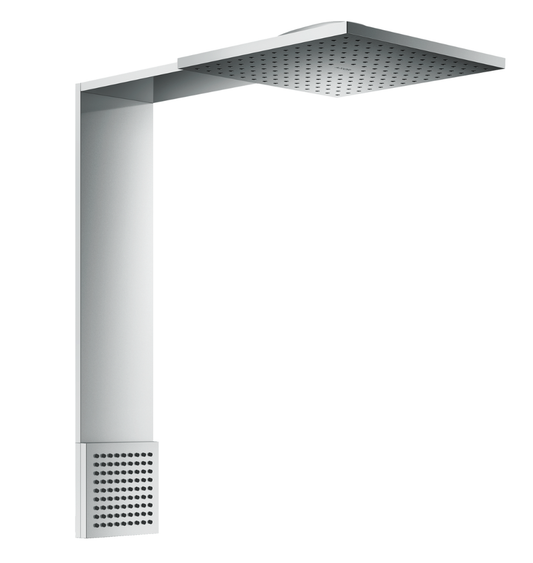 Modern shower head with rectangular design on a white background