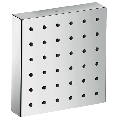 Chrome shower head with multiple nozzles on a white background