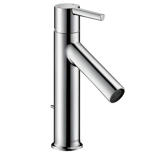 Chrome bathroom faucet on a white background